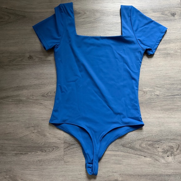 Blue Square Neck Bodysuit - Picture 3 of 3
